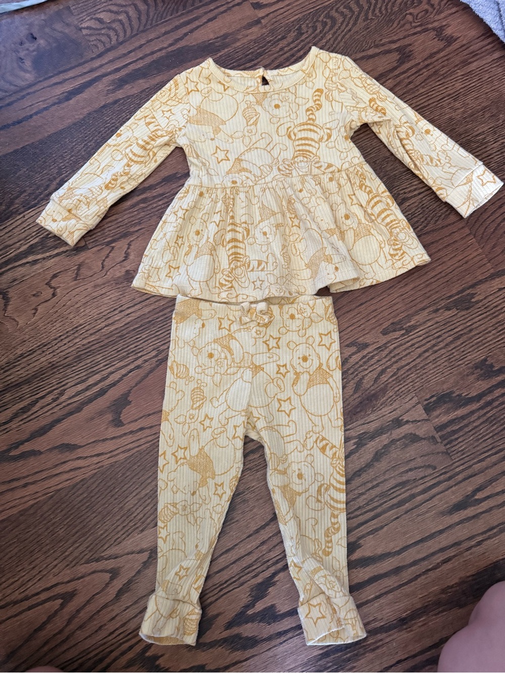 Disney Yellow Winnie the Pooh Print Peplum Set 12m